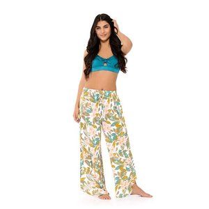 Floral Side Slit Pants Swim CoverUp EUC Womens 1X